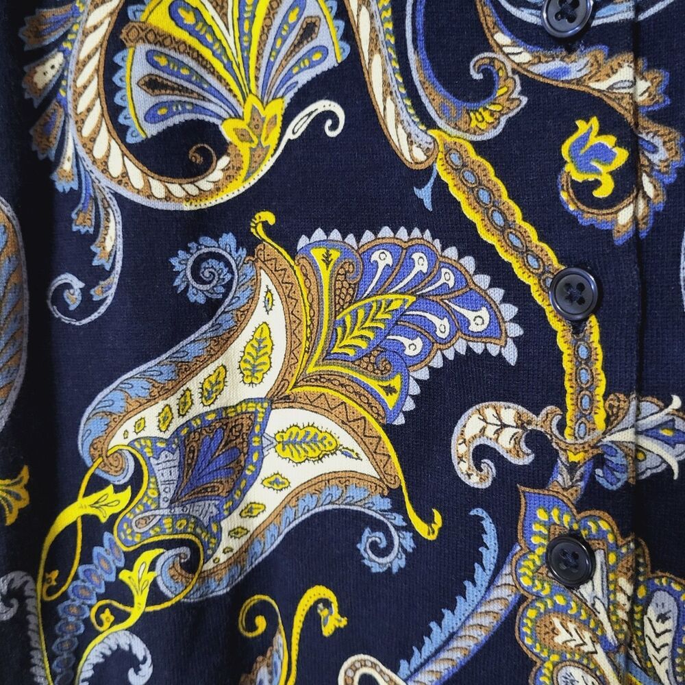 Talbots Paisley Cardigan Sweater 3X Plus Petite NEW - The Talbots Classics Blue - Picture 4 of 9